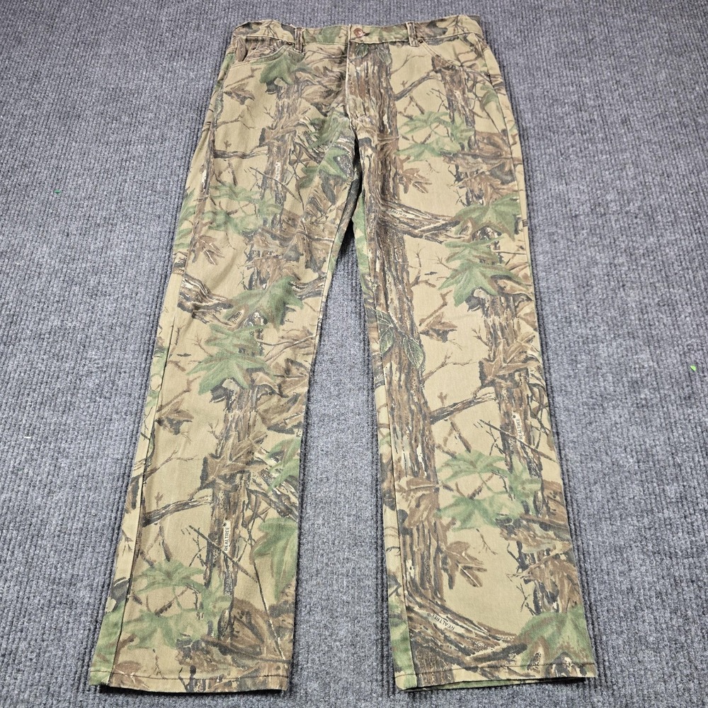 Duxbak‎ Camo Pants Mens 42x32 Realtree Cotton Canvas Hunting Outdoor USA 36x31